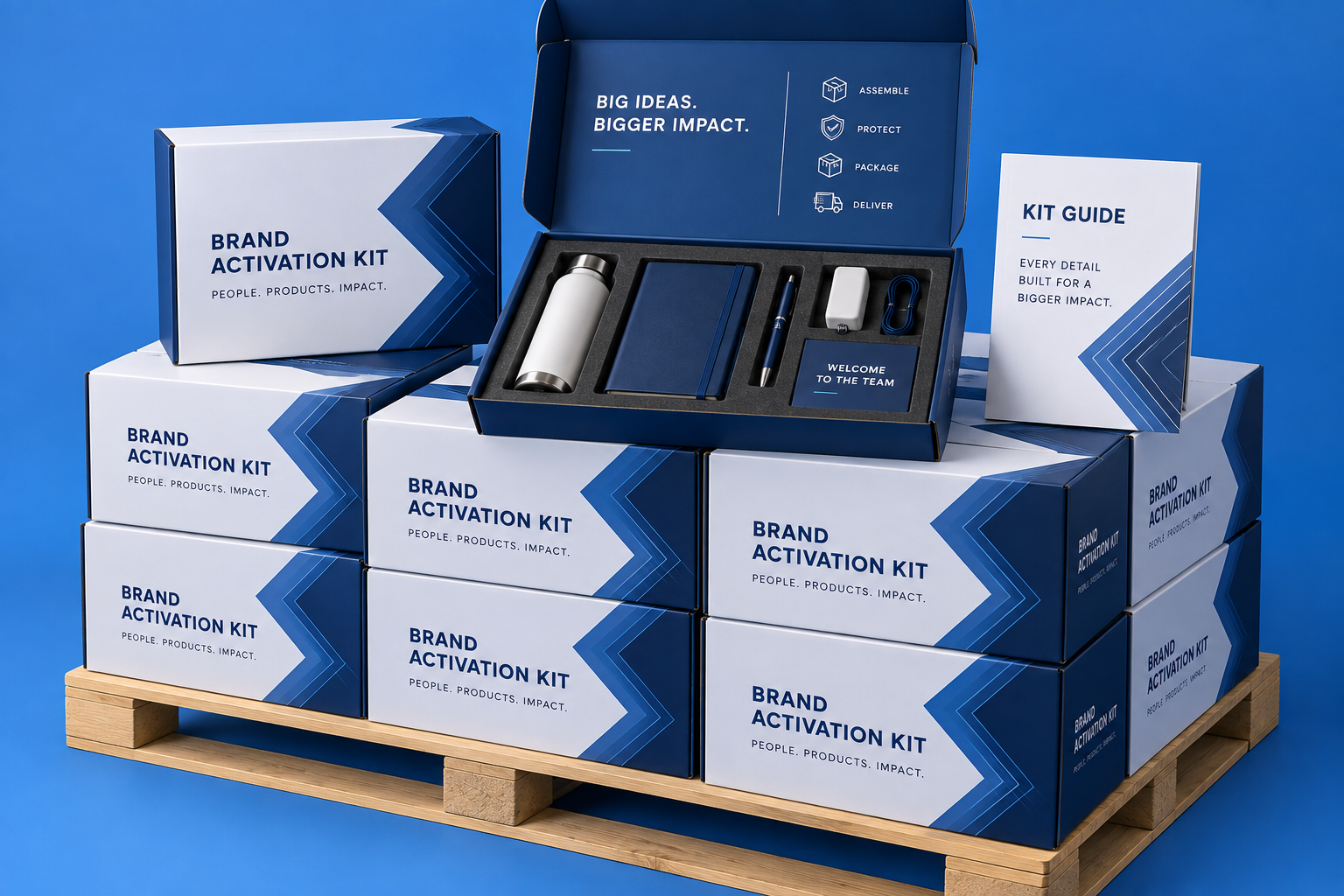 Event logistics pallets and campaign fulfillment preparation