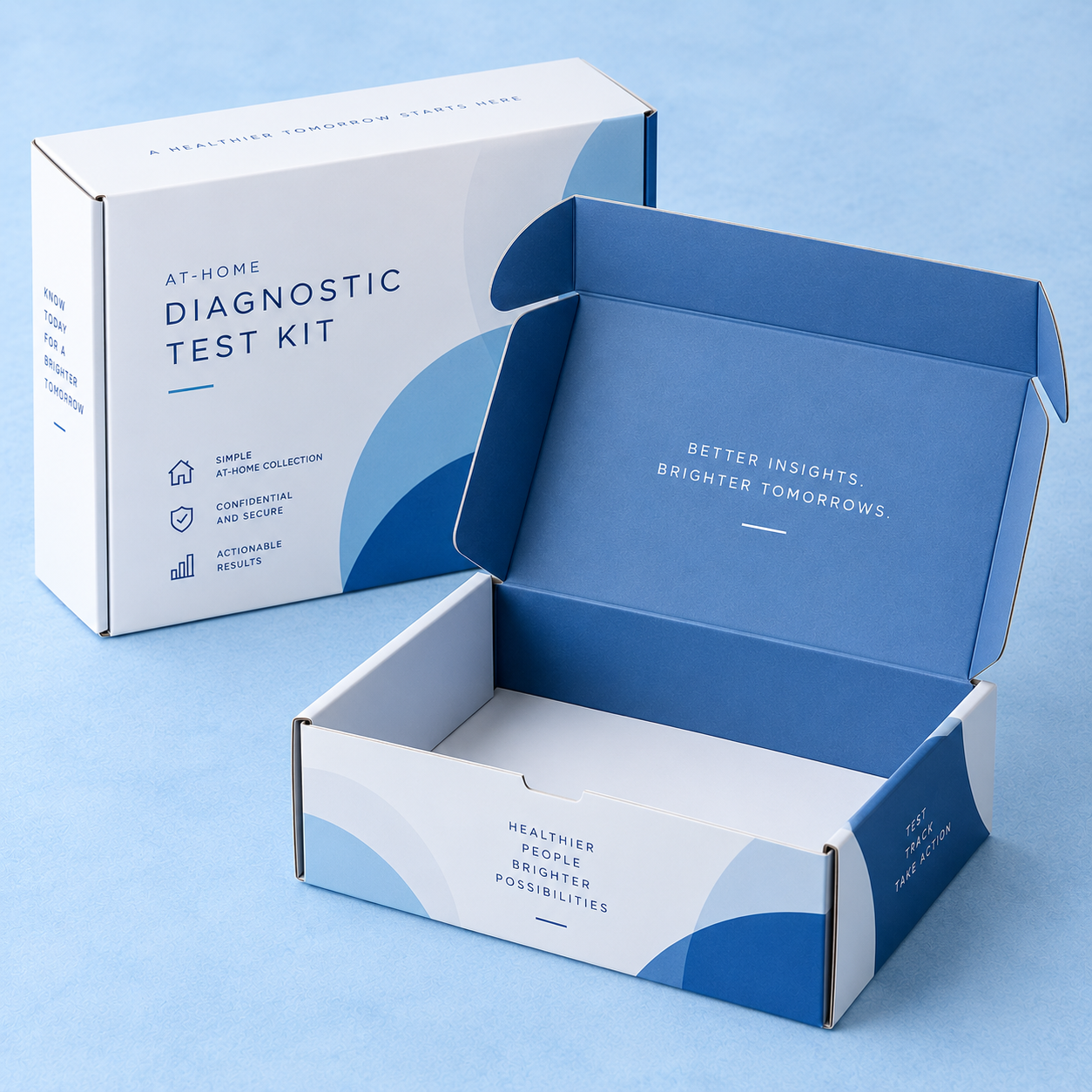 Custom packaging for diagnostic and medical test kits